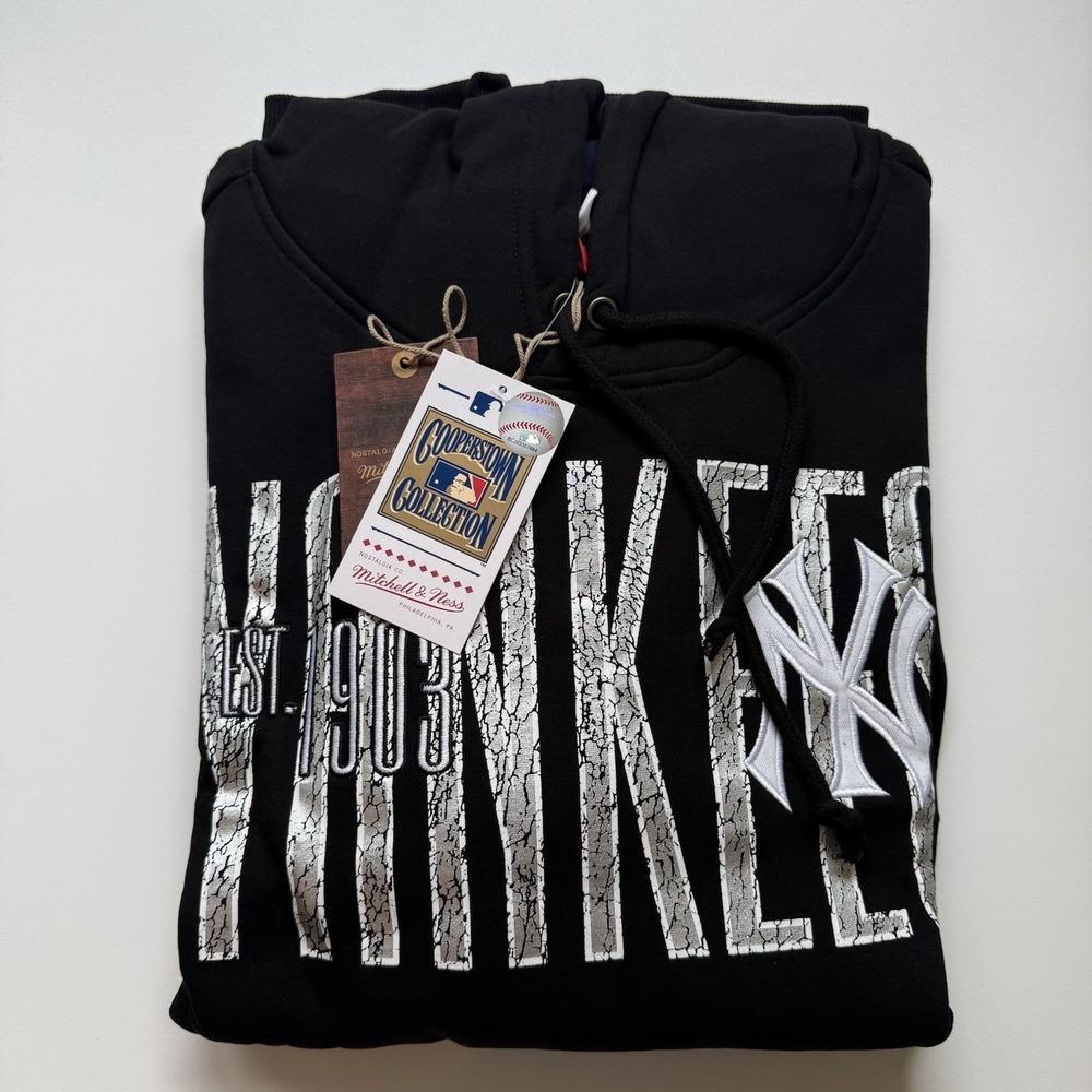 NWT Mens Mitchell & Ness New York Yankees Black Fleece Line Hoodie Sweatshirt XL